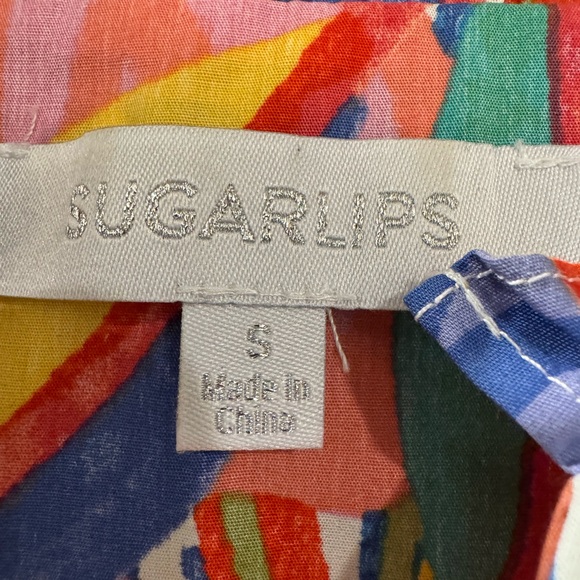 Sugarlips sz SMALL Multicolor Abstract Blouse - Picture 2 of 3